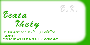 beata khely business card